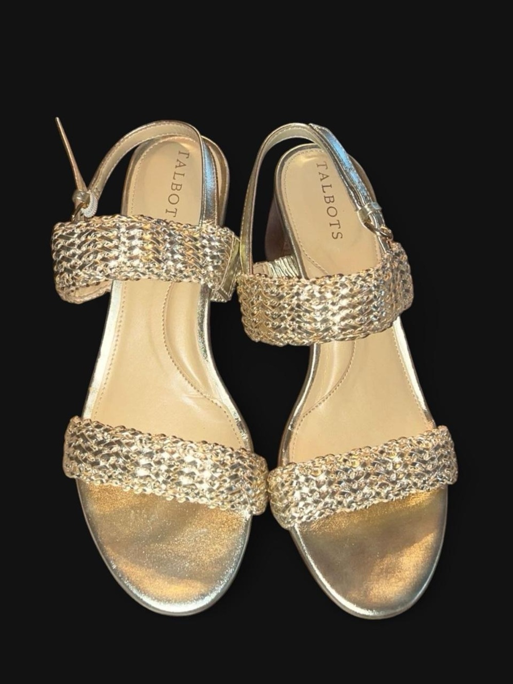 Talbots Metallic Gold Woven Strap Sandals - Women's